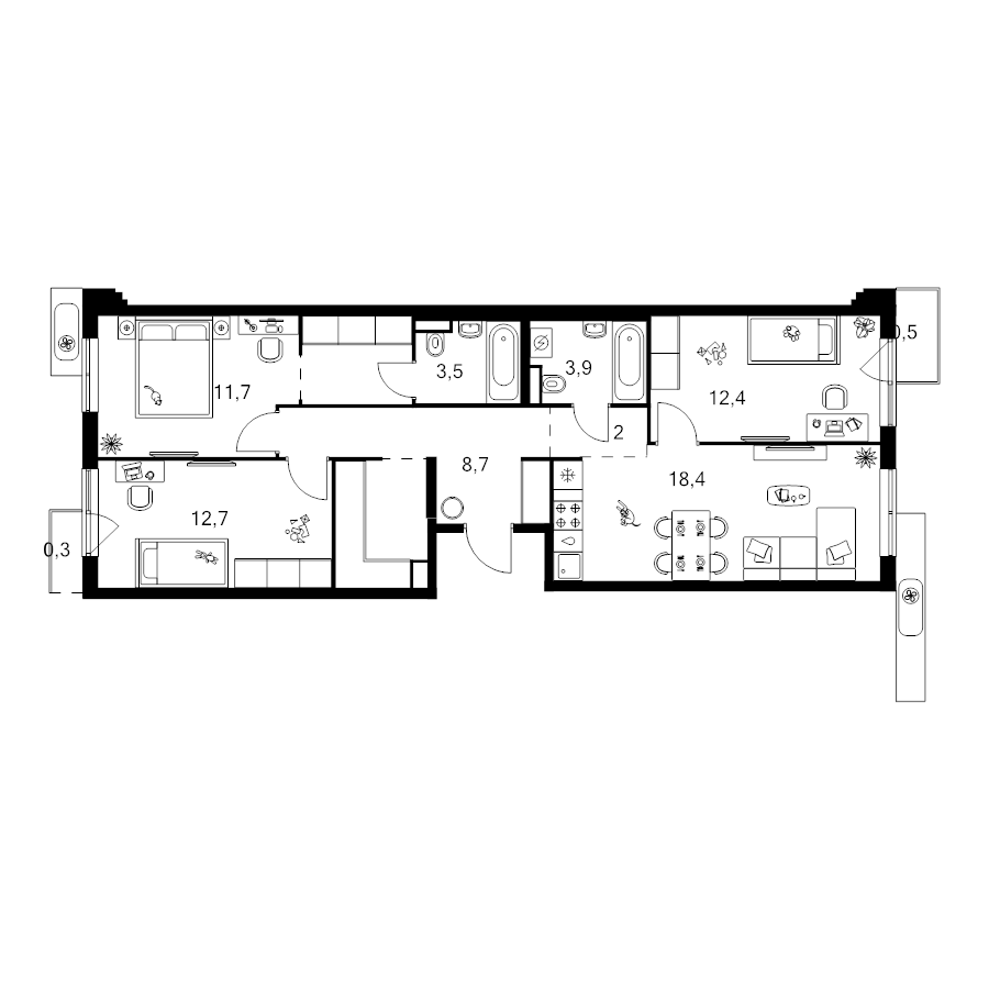4 ккв (Евро) 83,2 м²