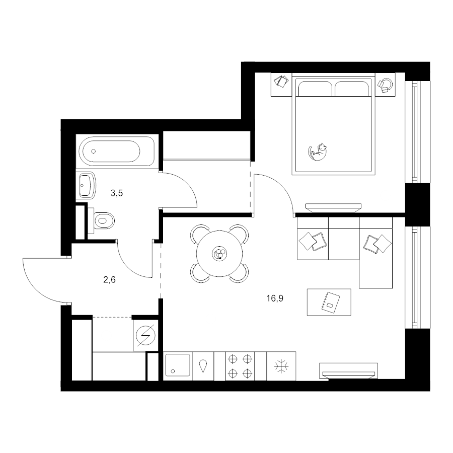 2 ккв (Евро) 37,3 м²