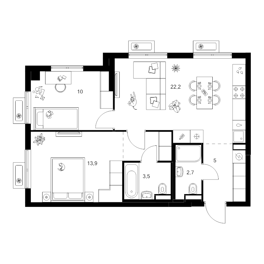 3 ккв (Евро) 60,3 м²