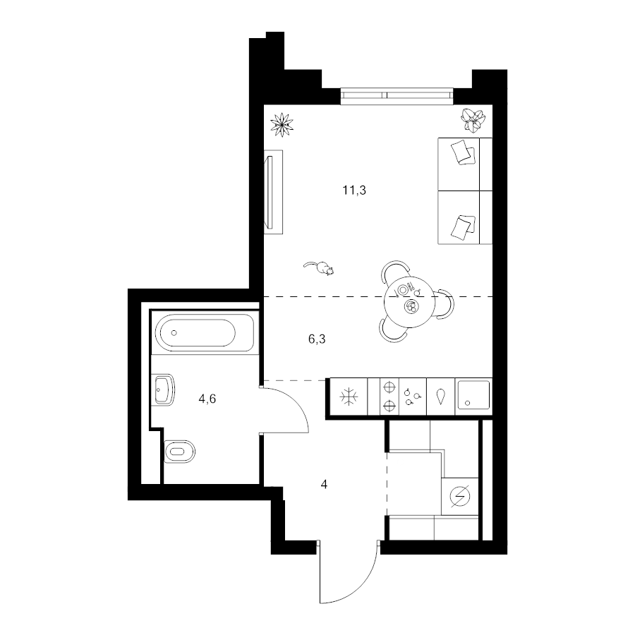 Студия 28,9 м²