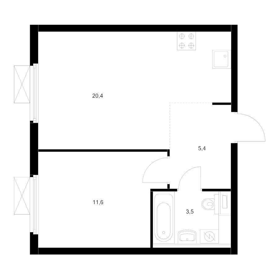 2 ккв (Евро) 40,9 м²