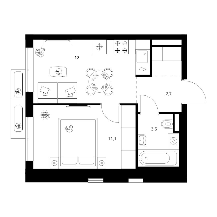 1 ккв 30,8 м²