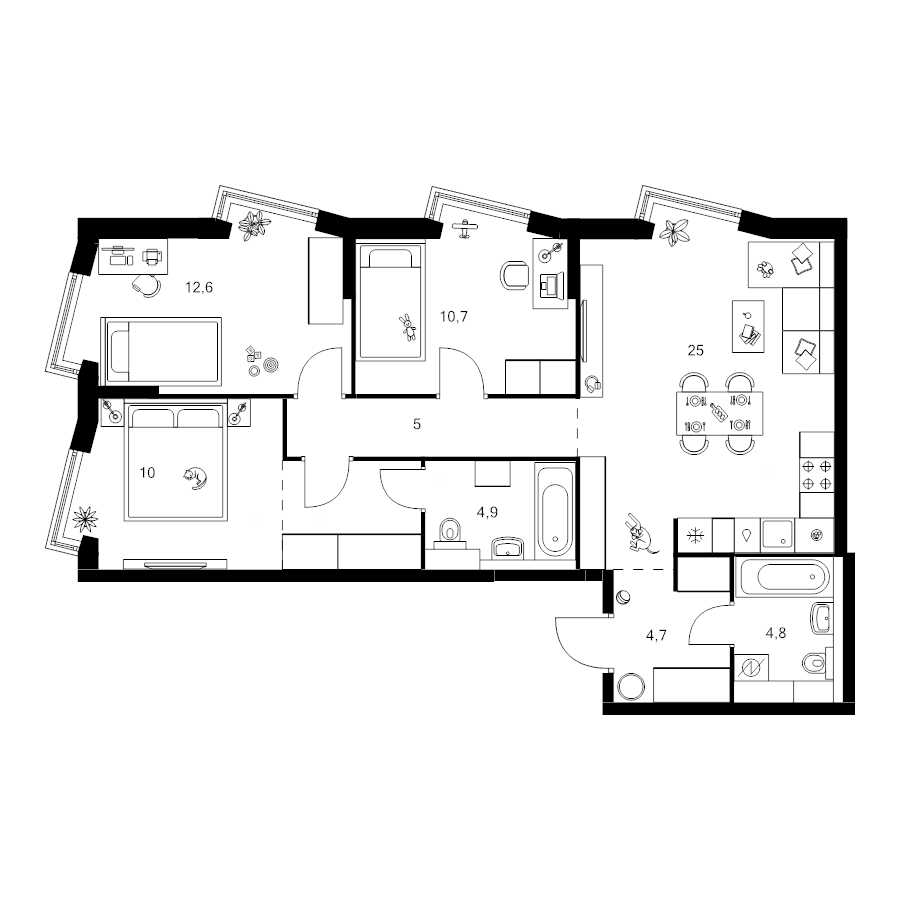4 ккв (Евро) 82,2 м²