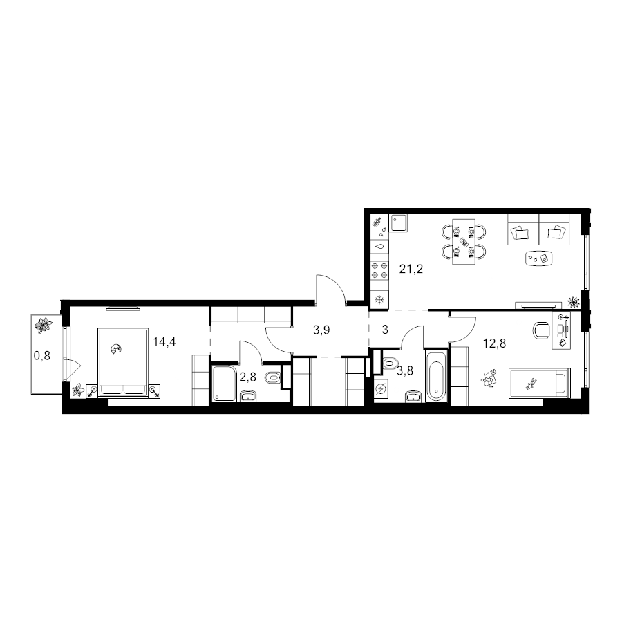 3 ккв (Евро) 71 м²
