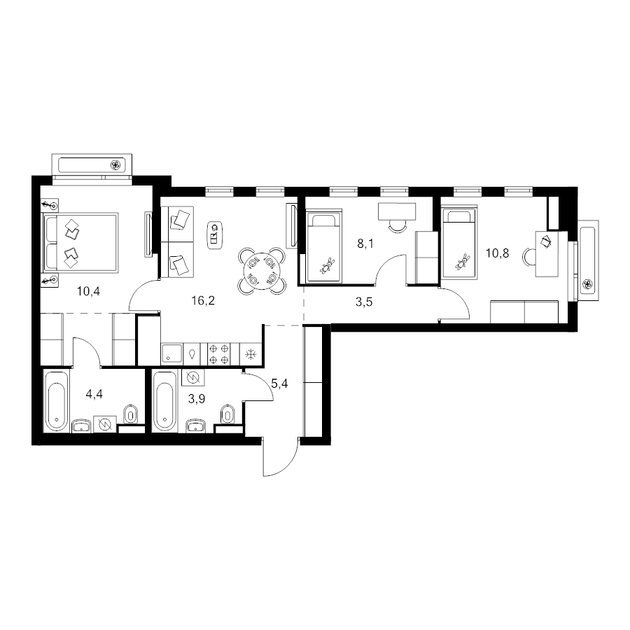 4 ккв (Евро) 66,2 м²