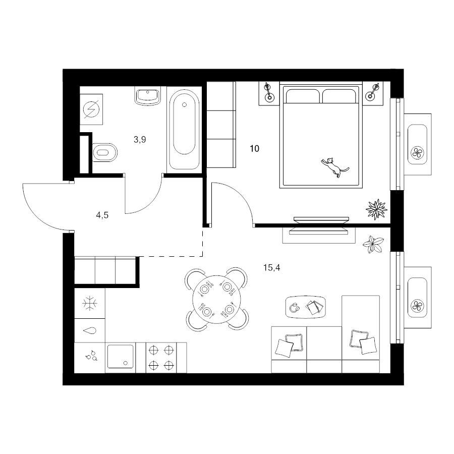 2 ккв (Евро) 33,8 м²