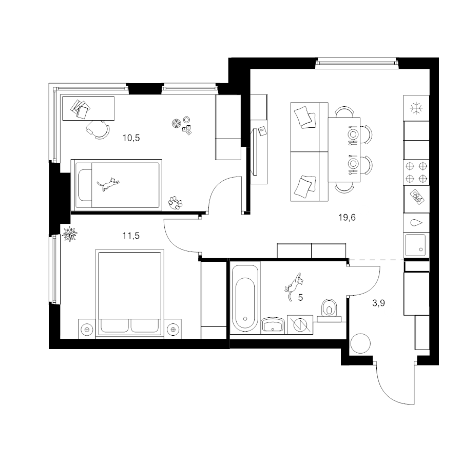 3 ккв (Евро) 50,5 м²