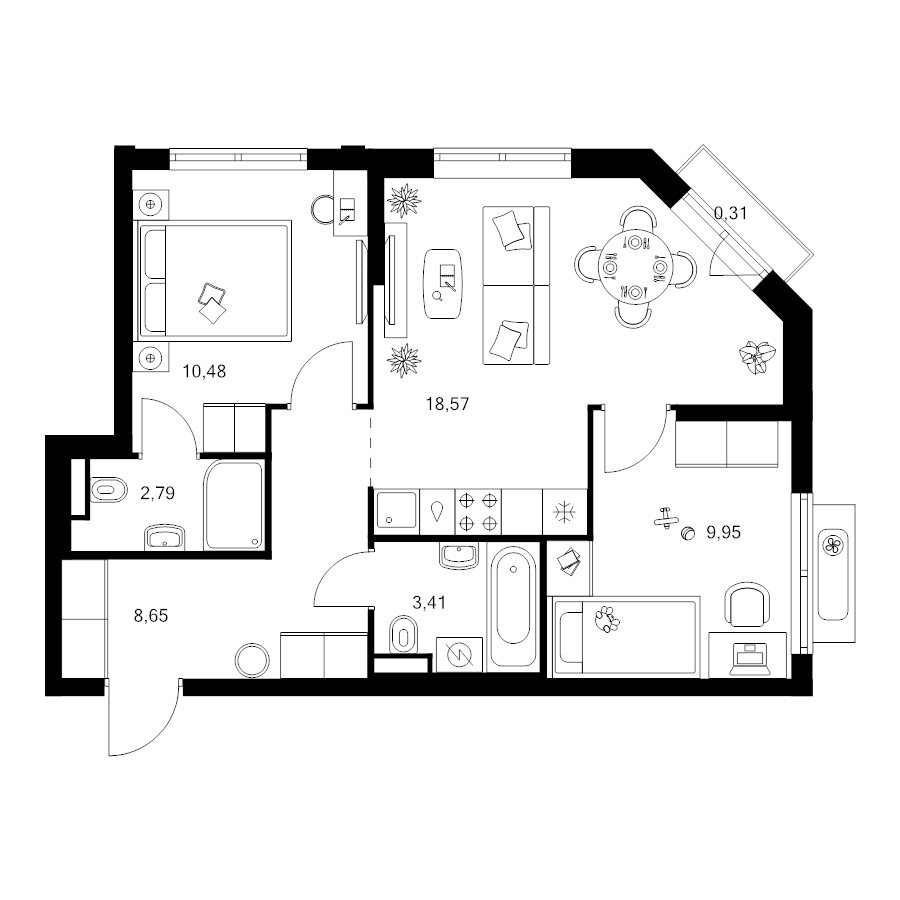 3 ккв (Евро) 54,2 м²