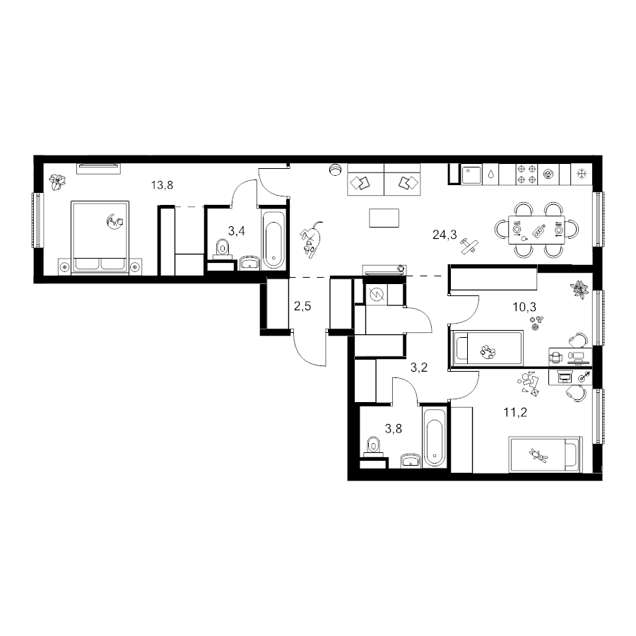 4 ккв (Евро) 80,3 м²