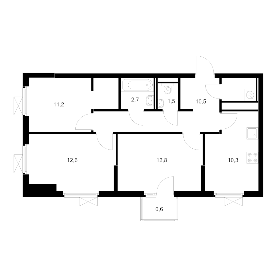 3 ккв 64,4 м²