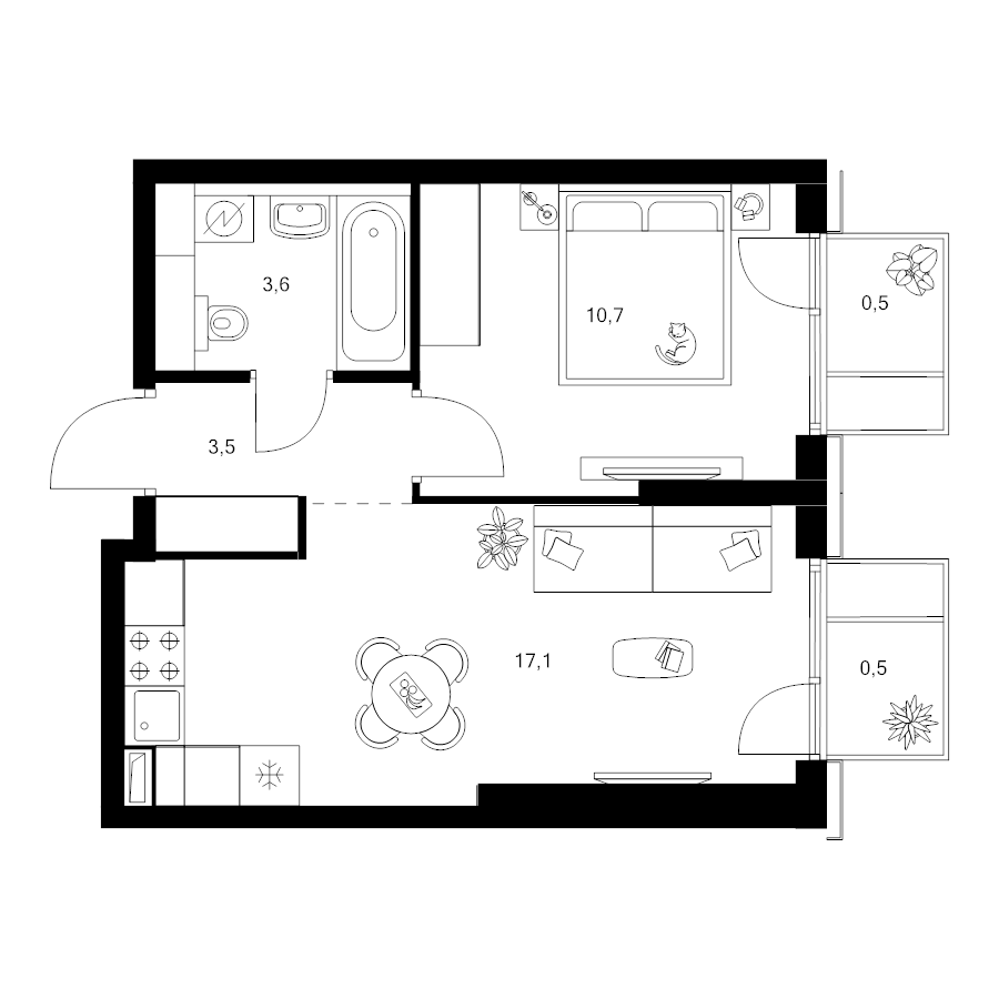 2 ккв (Евро) 35,9 м²