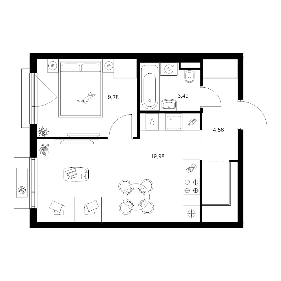 2 ккв (Евро) 40,6 м²