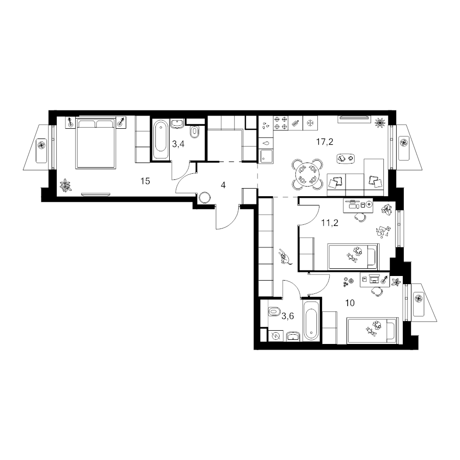 4 ккв (Евро) 74,6 м²