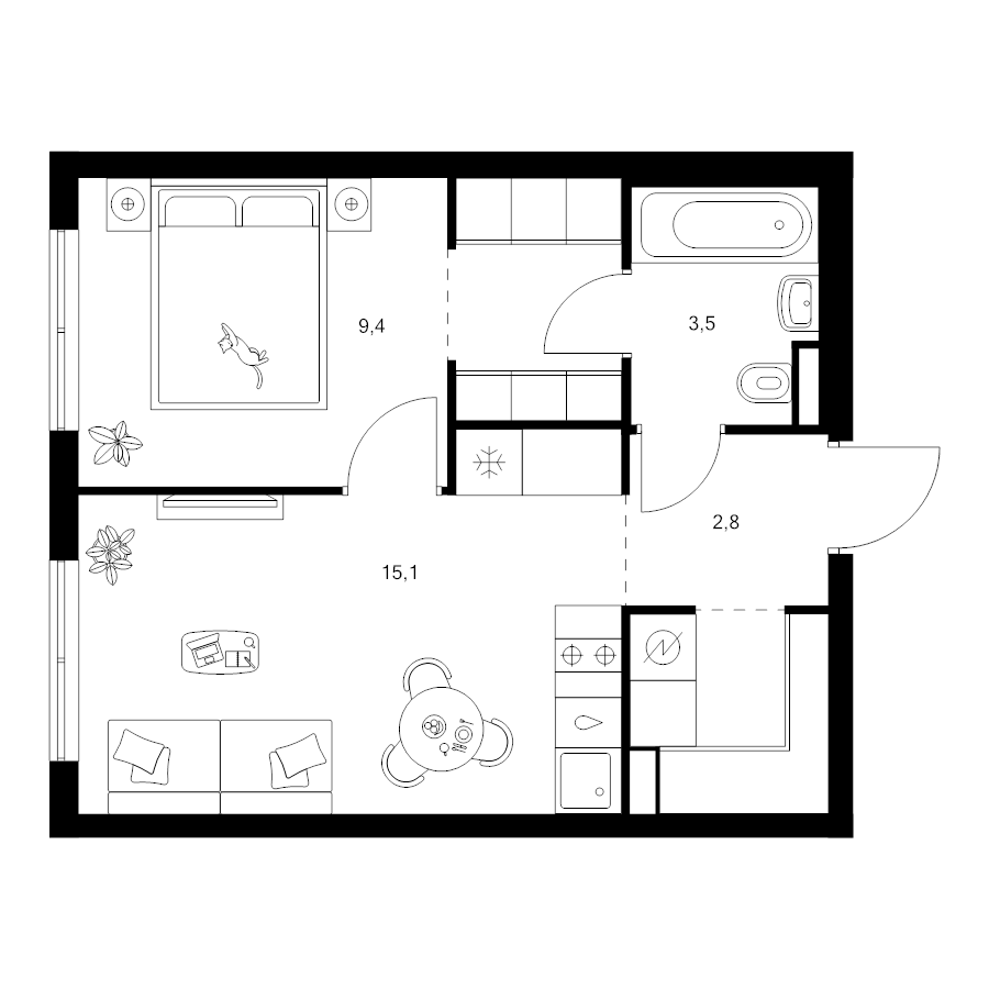 2 ккв (Евро) 37,3 м²