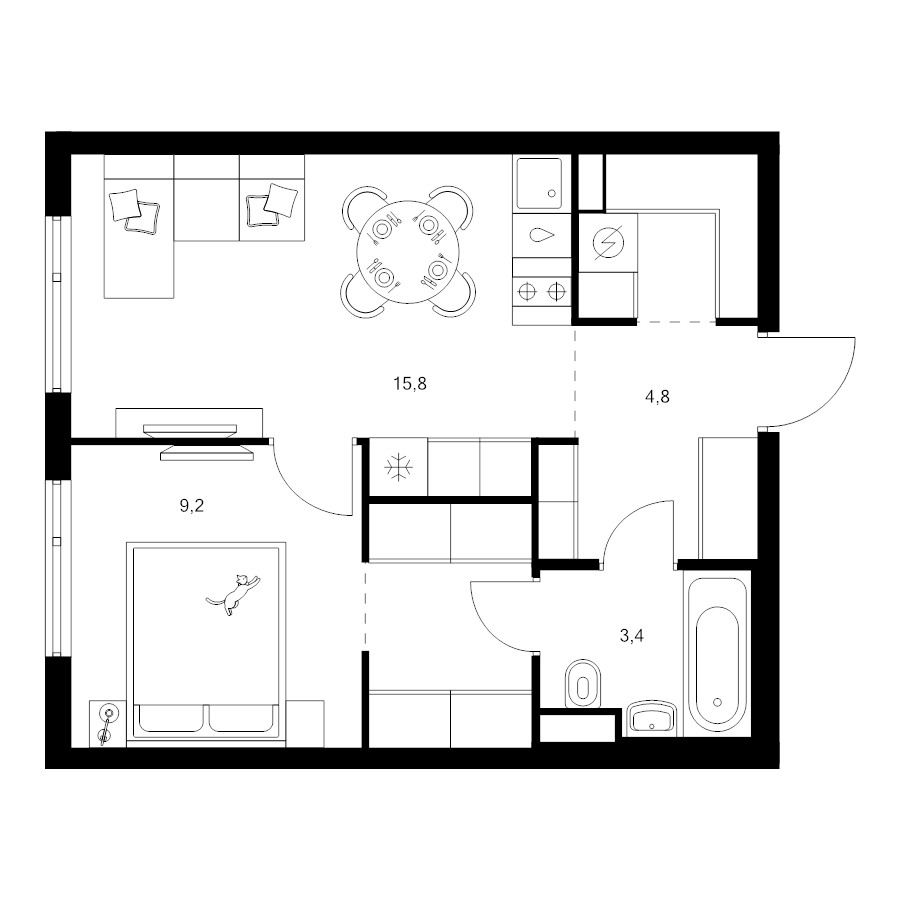 2 ккв (Евро) 40,3 м²