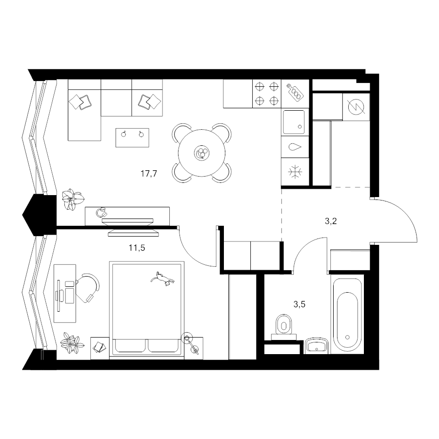 2 ккв (Евро) 38,3 м²