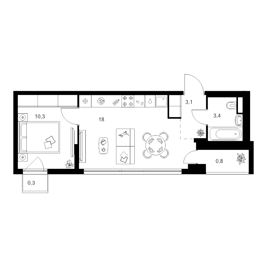 2 ккв (Евро) 35,9 м²
