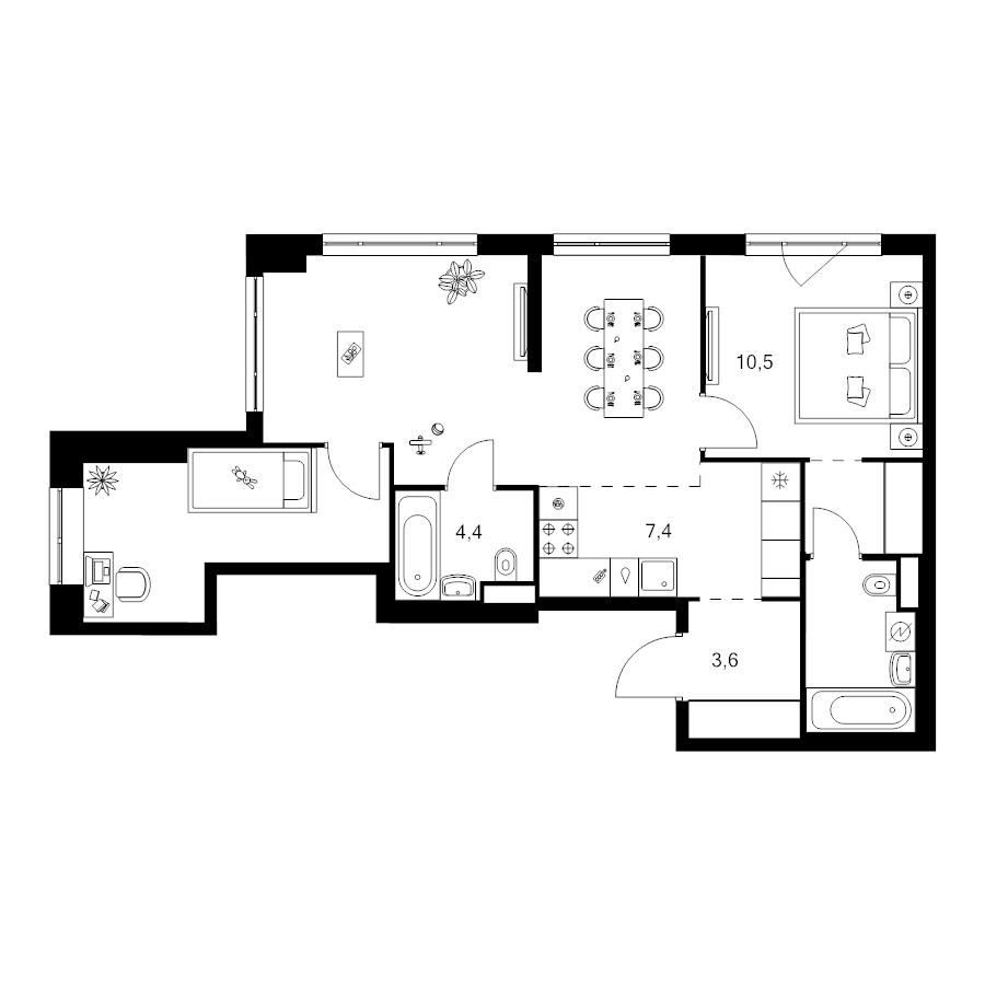 3 ккв (Евро) 63,4 м²