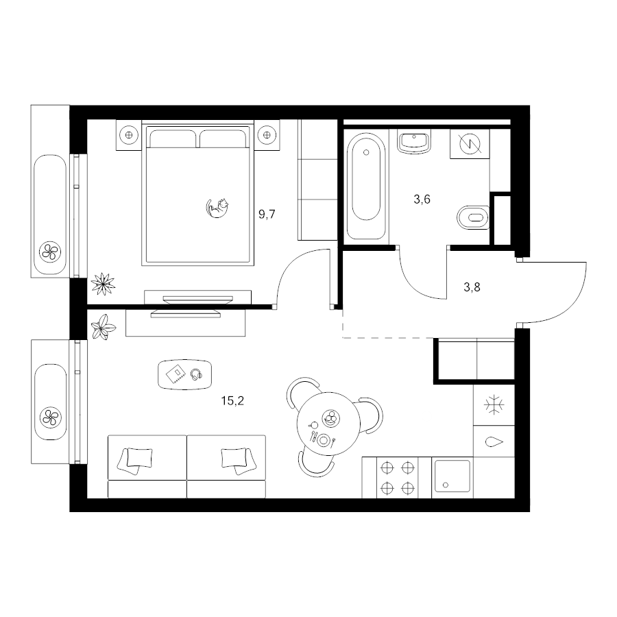 2 ккв (Евро) 32,3 м²