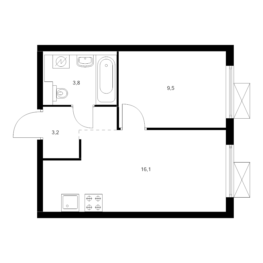 2 ккв (Евро) 31,5 м²
