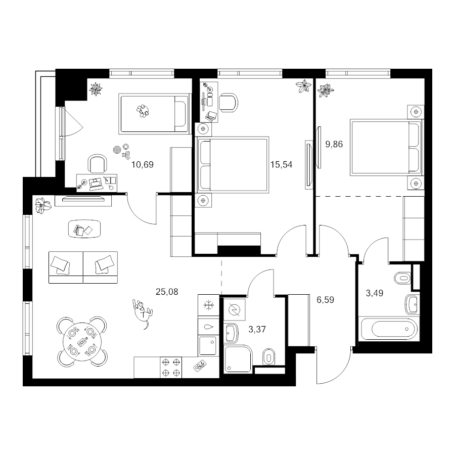 4 ккв (Евро) 79,8 м²
