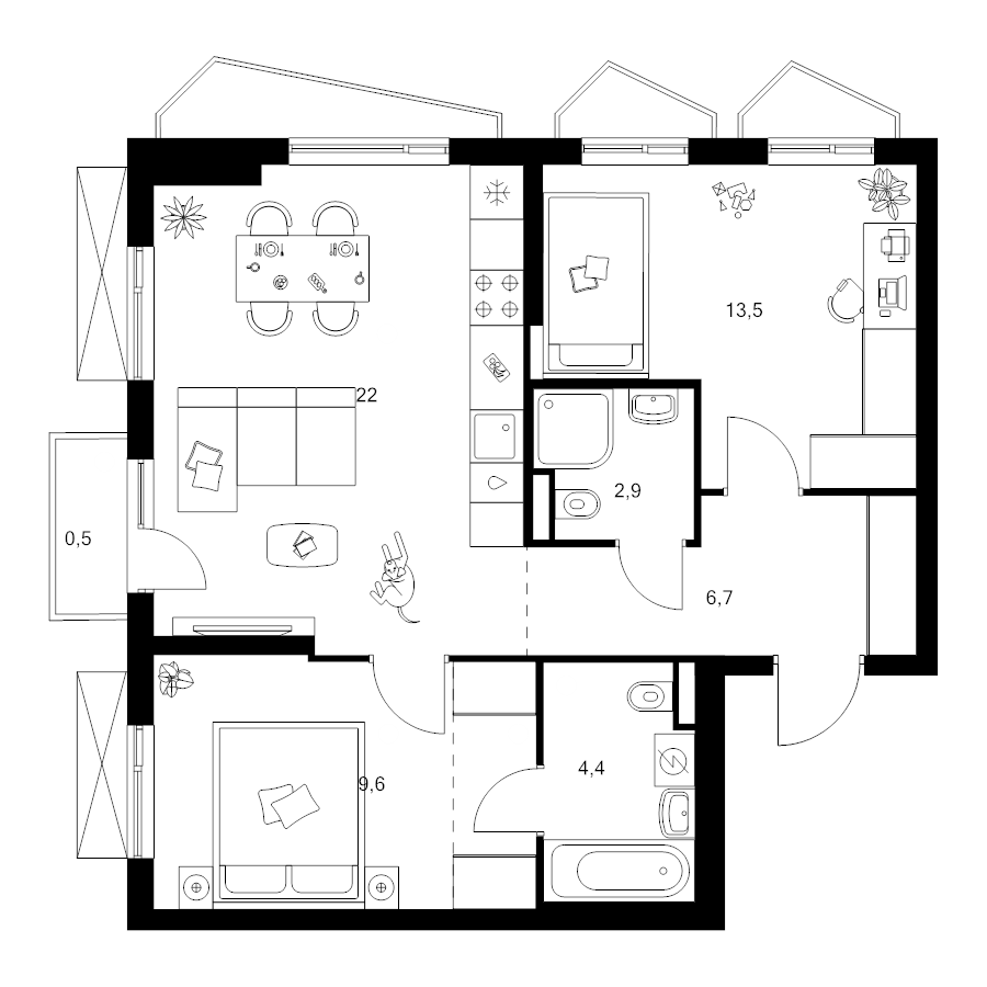 3 ккв (Евро) 62,3 м²