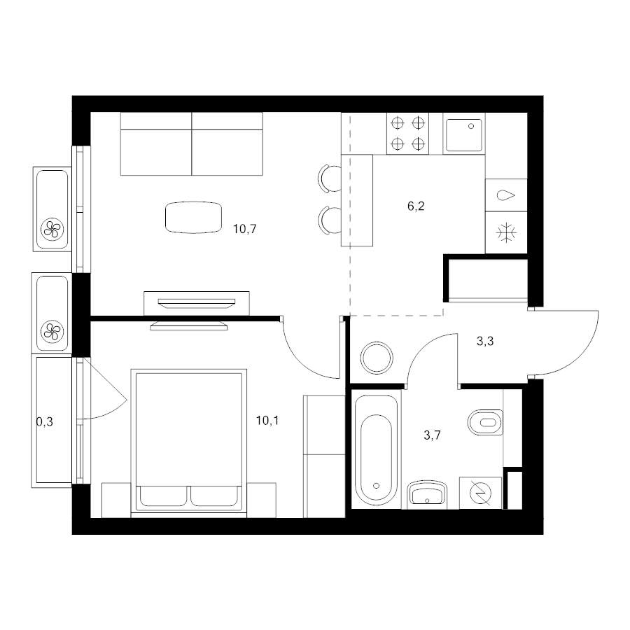 2 ккв (Евро) 34,3 м²