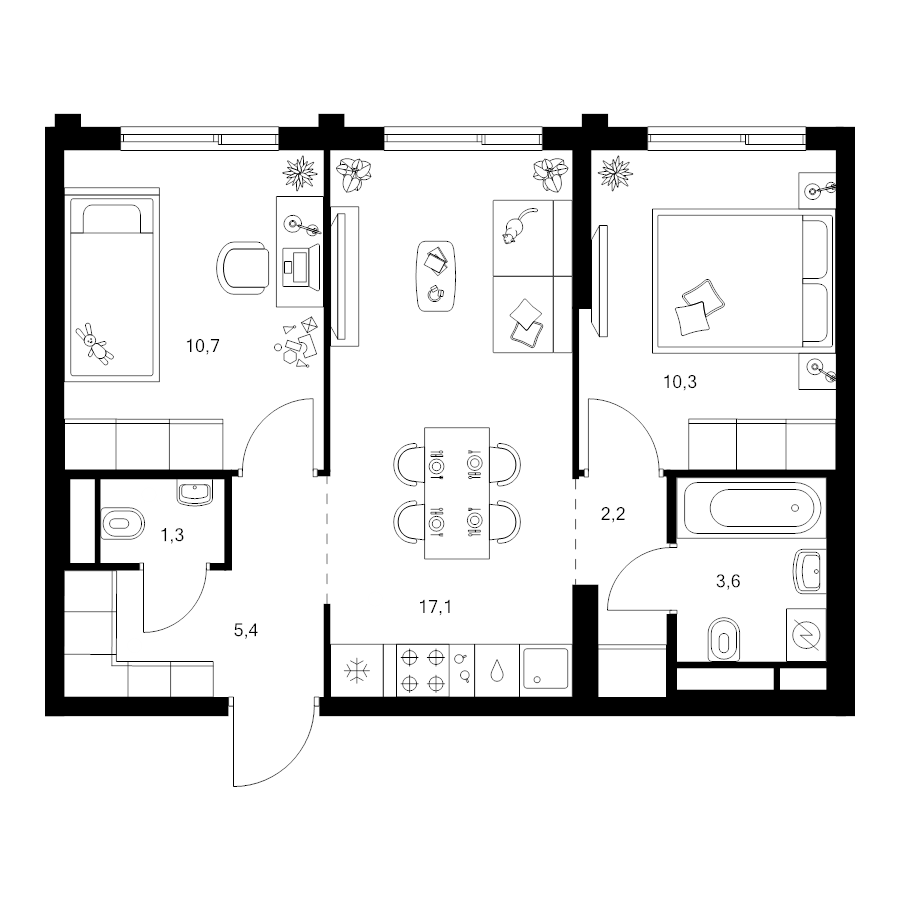 3 ккв (Евро) 50,6 м²