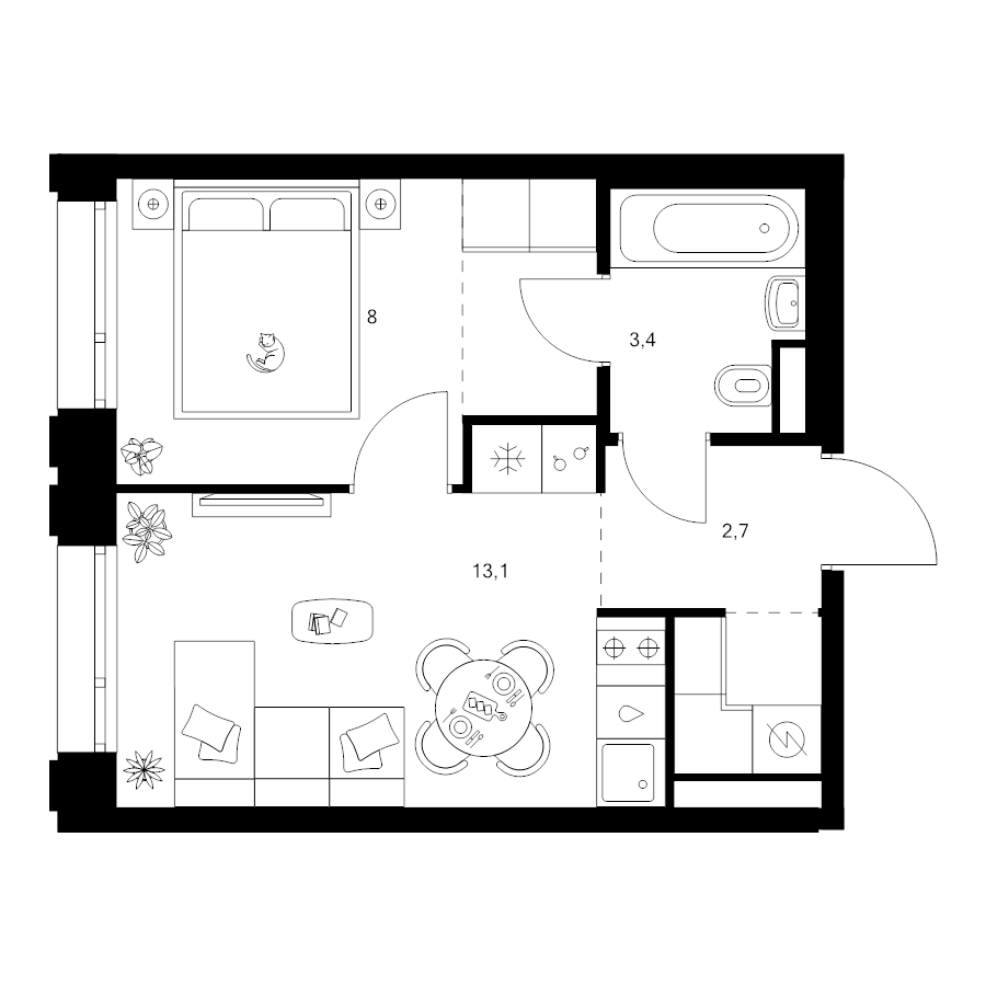 1 ккв 31,4 м²