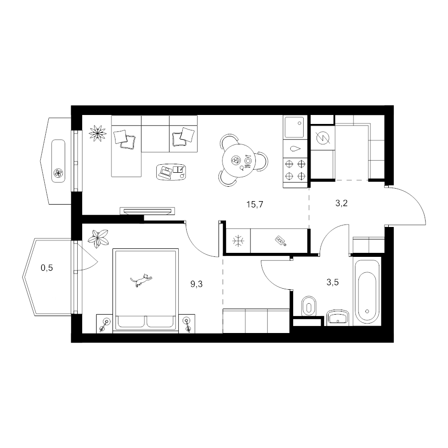 2 ккв (Евро) 38 м²