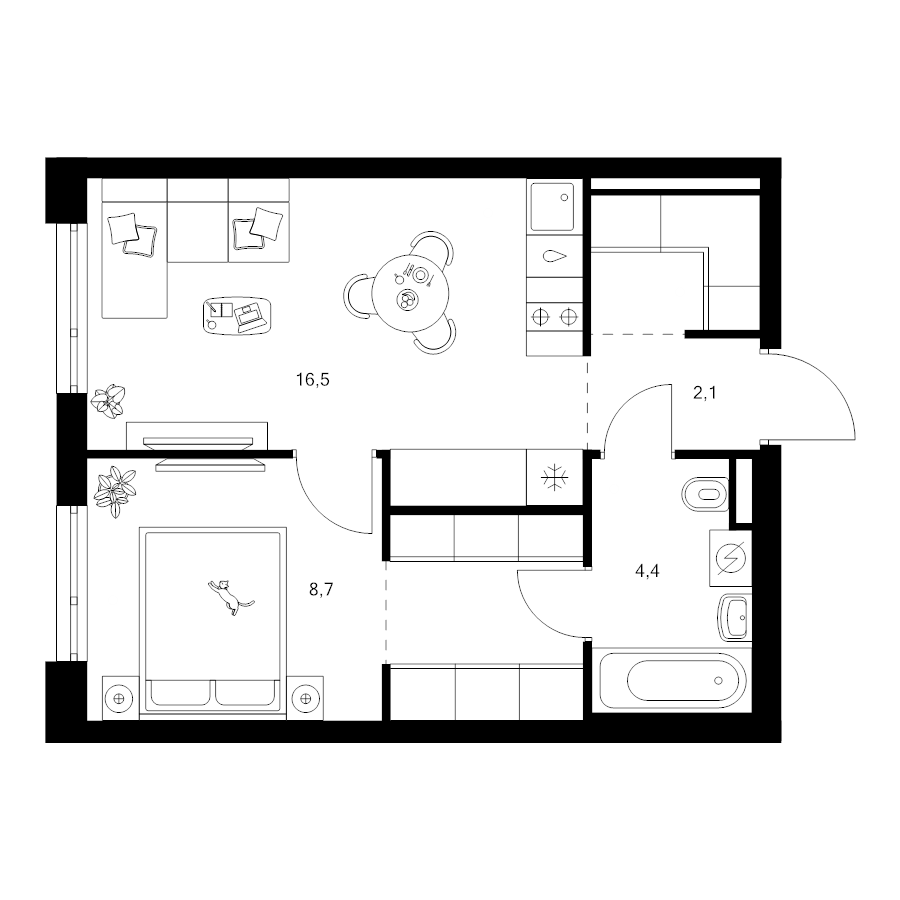 2 ккв (Евро) 38,8 м²