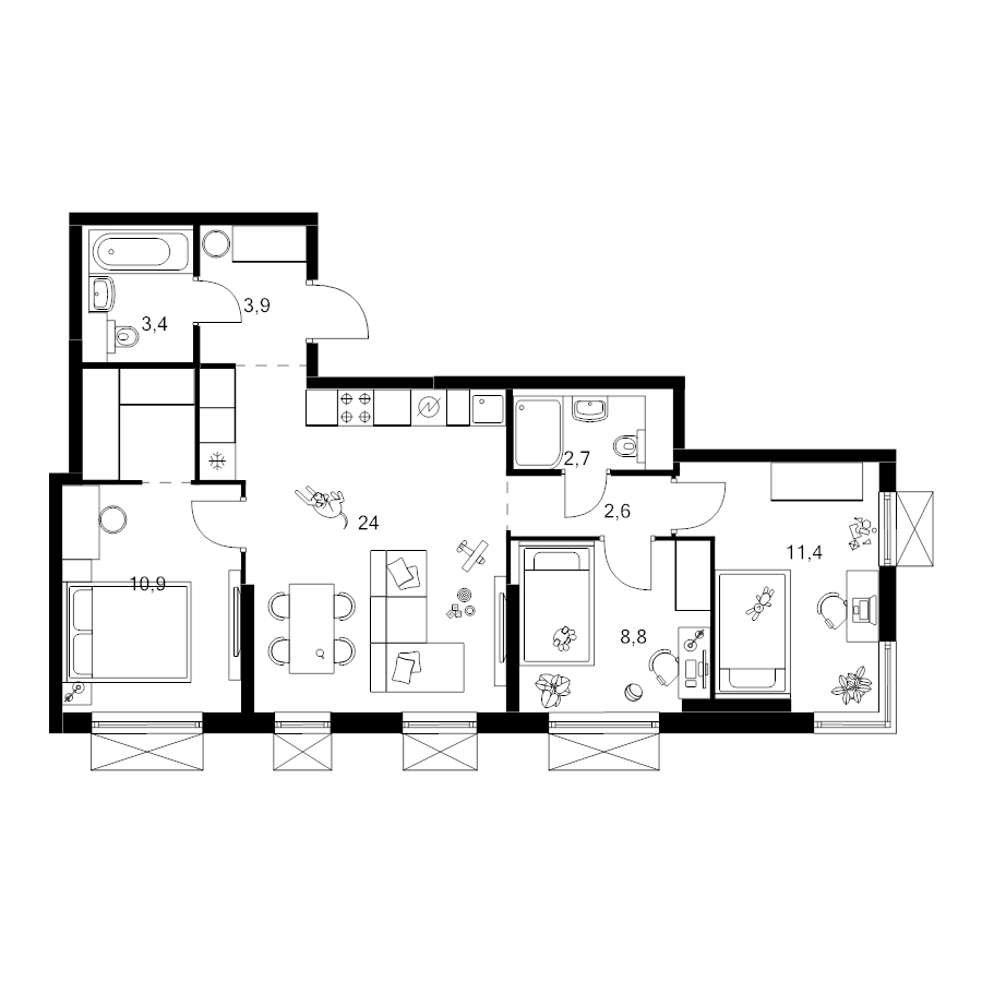 4 ккв (Евро) 71,1 м²
