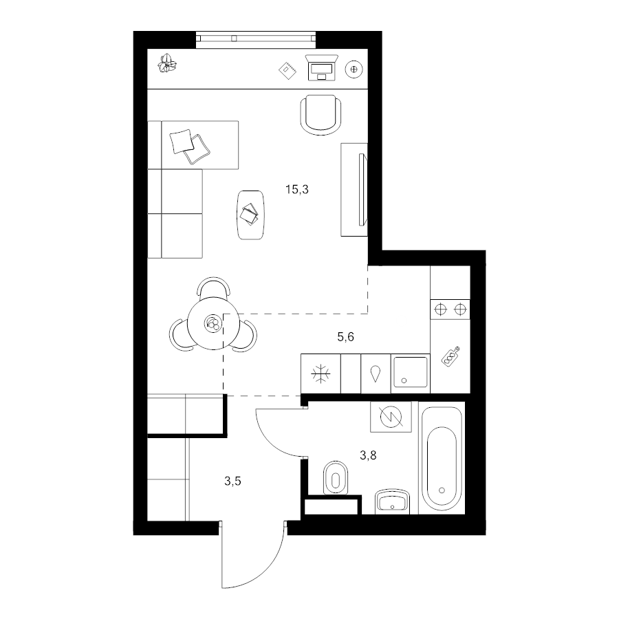 Студия 28,2 м²