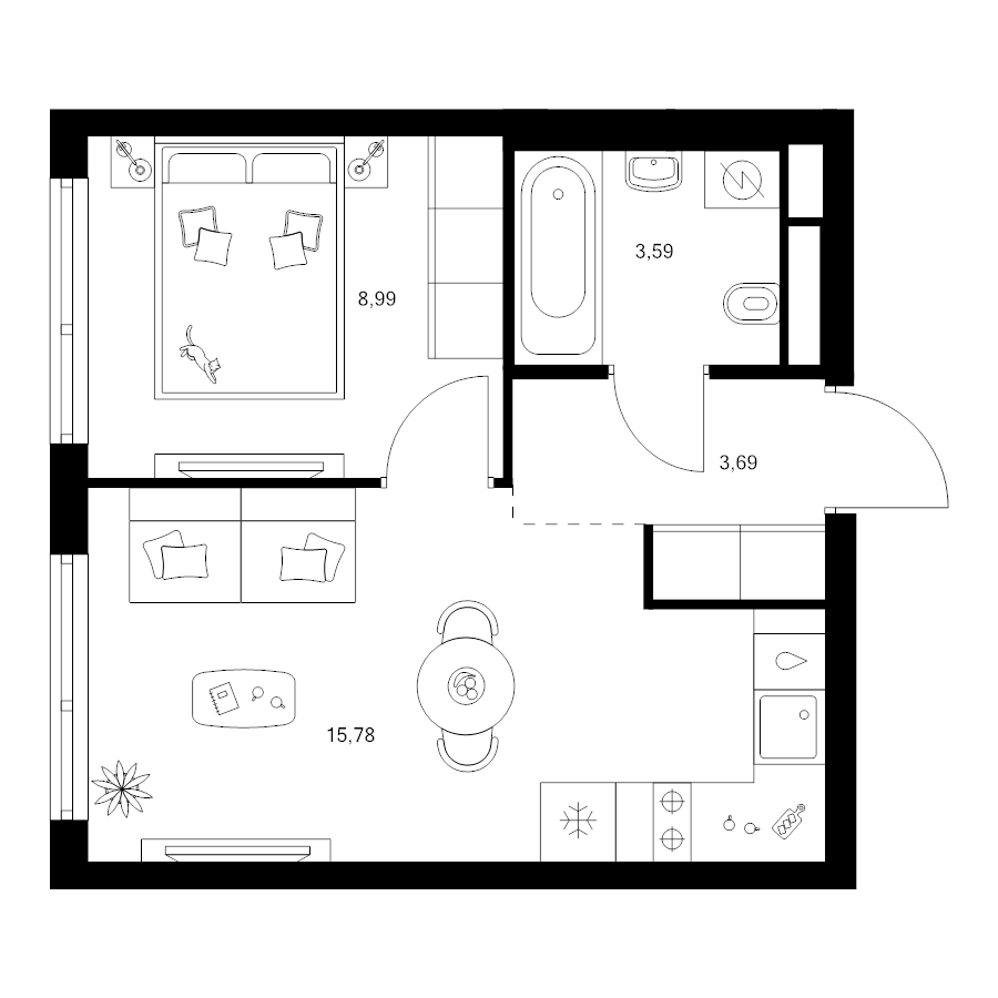 2 ккв (Евро) 32,1 м²
