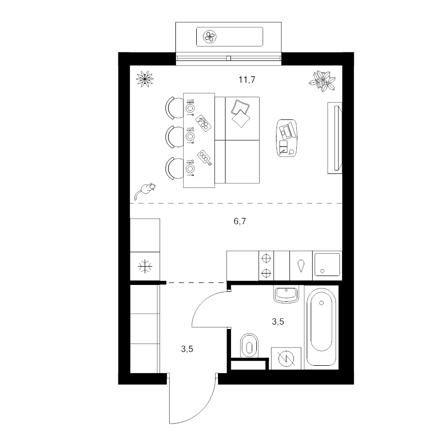 Студия 25,4 м²