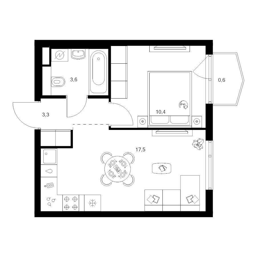 2 ккв (Евро) 35,4 м²