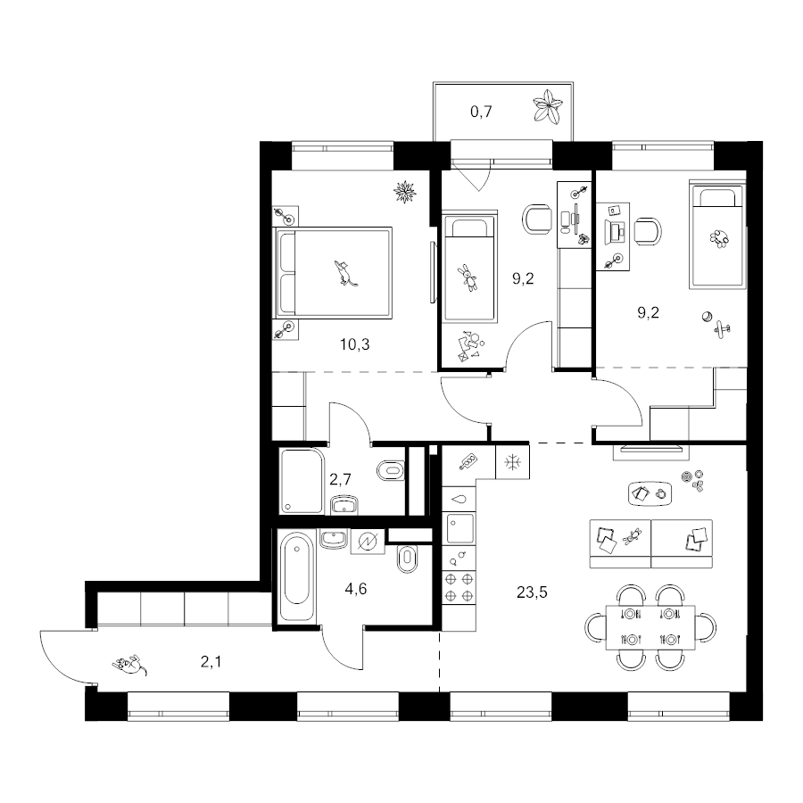 4 ккв (Евро) 78,9 м²