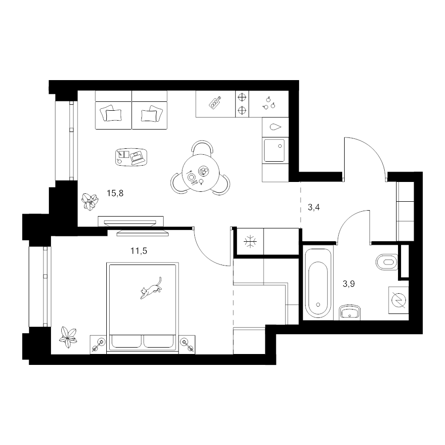 2 ккв (Евро) 37,3 м²