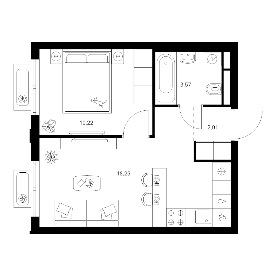 2 ккв (Евро) 34,1 м²