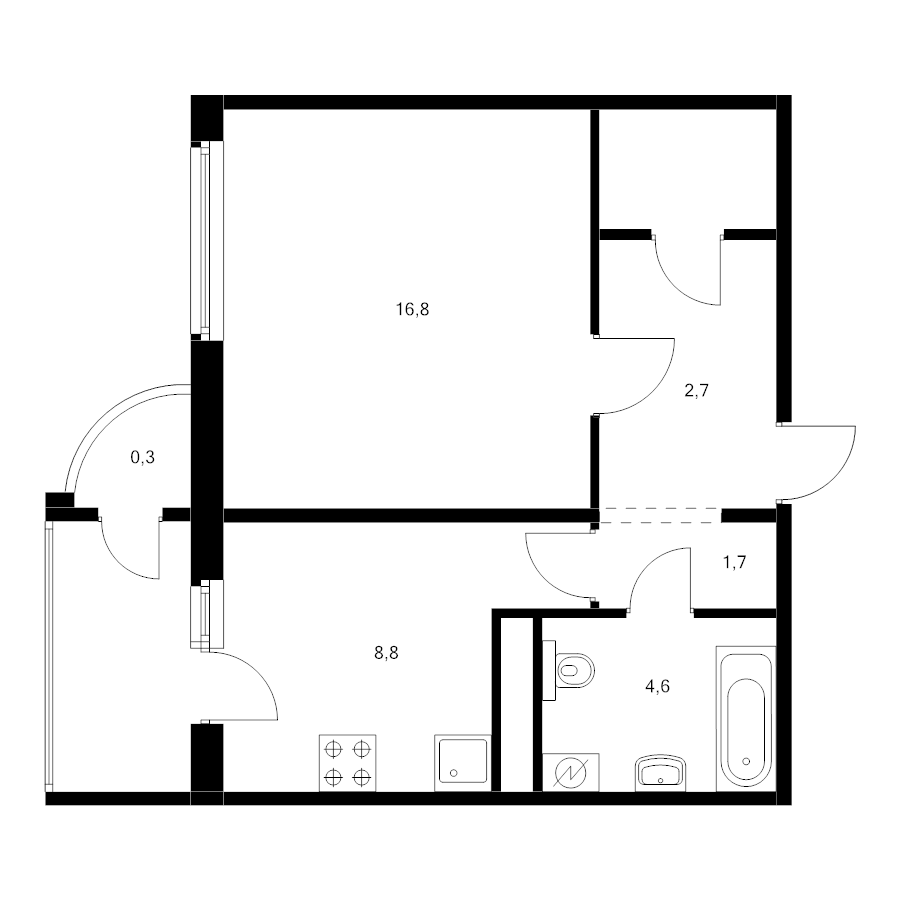 1 ккв 42,2 м²