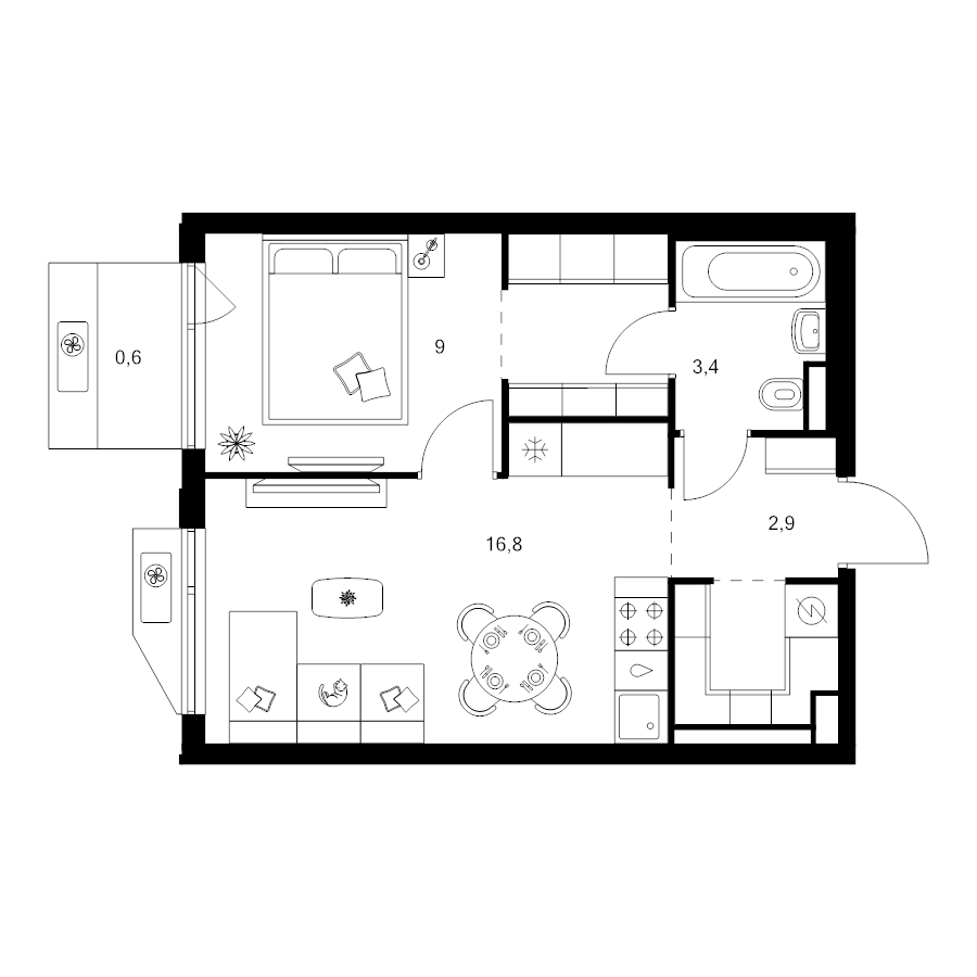 2 ккв (Евро) 39,3 м²