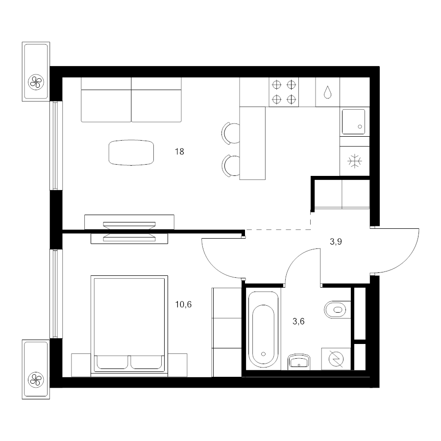 2 ккв (Евро) 36,1 м²