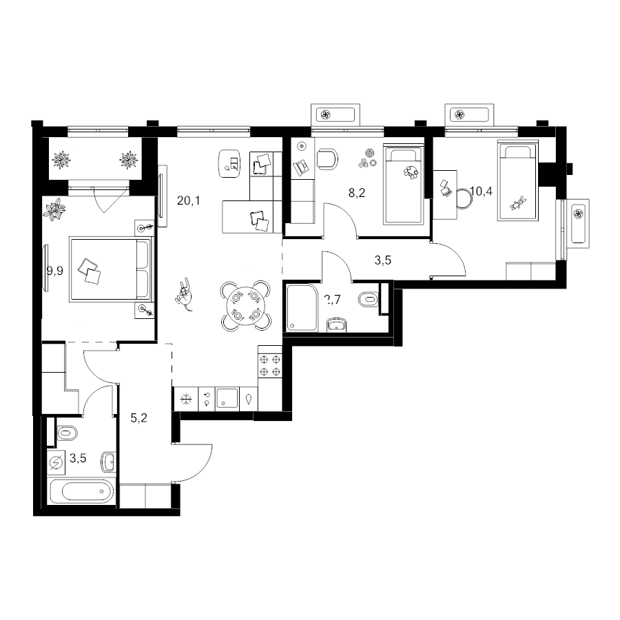4 ккв (Евро) 67,9 м²