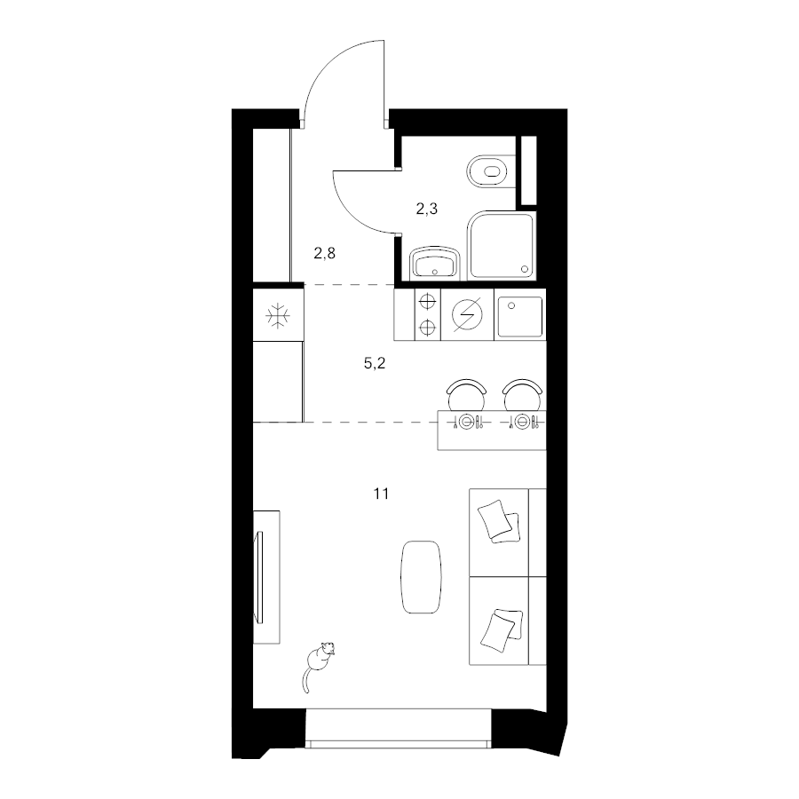 Студия 21,4 м²
