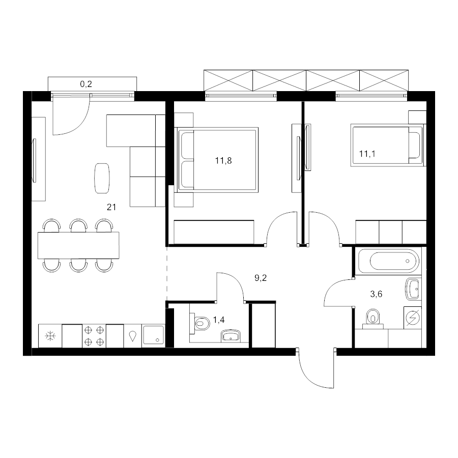 3 ккв (Евро) 58,3 м²
