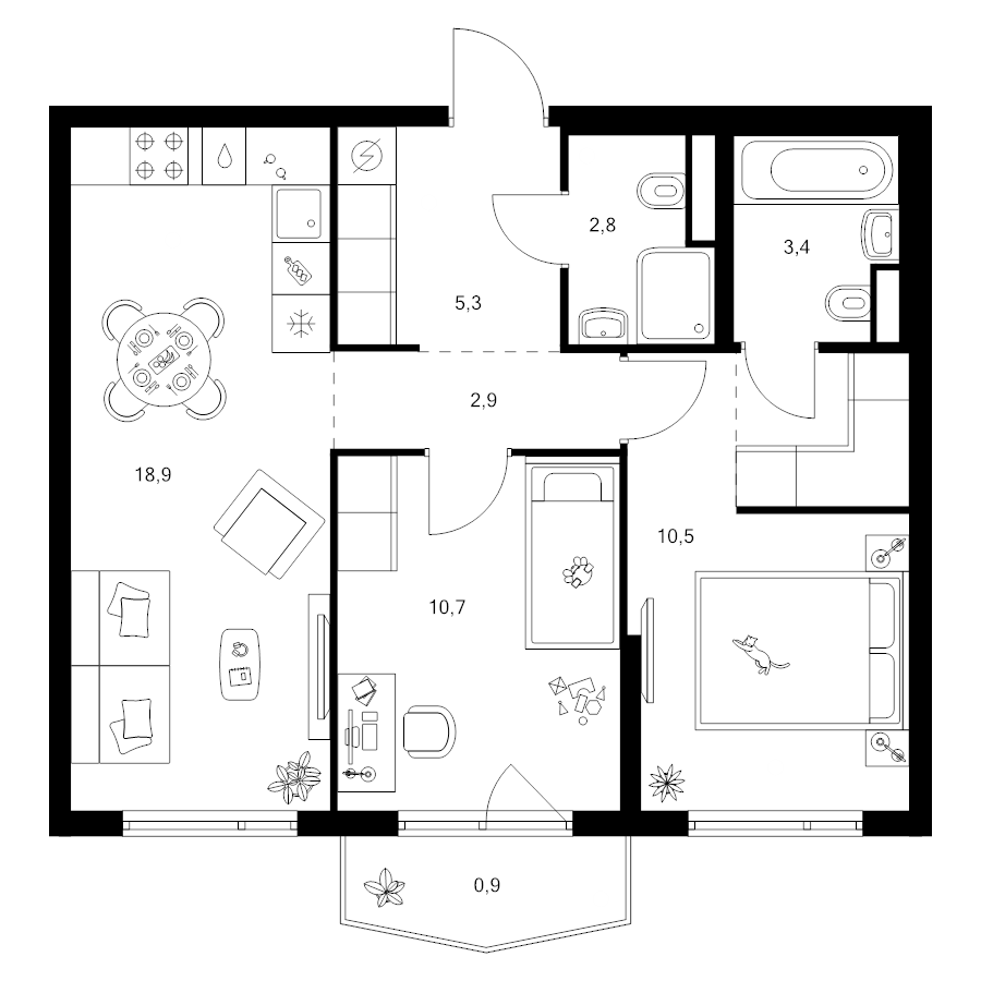 3 ккв (Евро) 58,3 м²