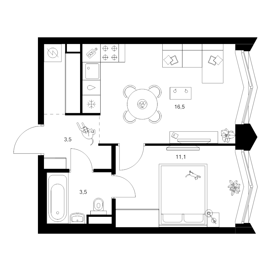 2 ккв (Евро) 37,2 м²
