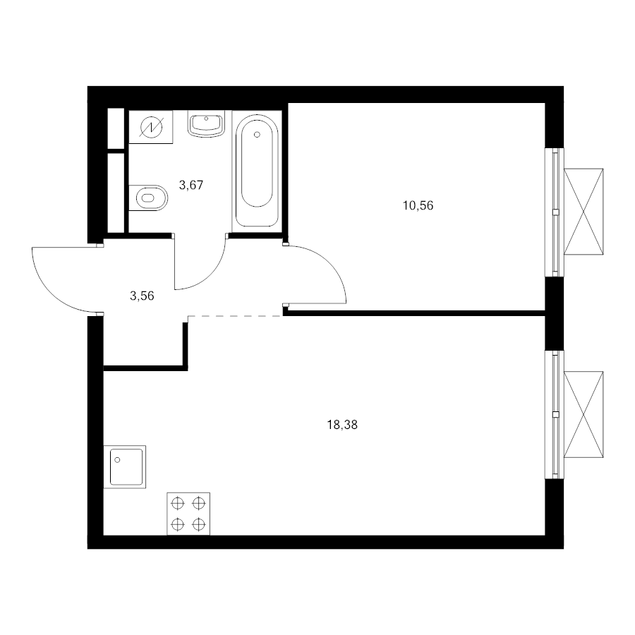 2 ккв (Евро) 36,2 м²