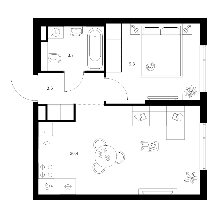 2 ккв (Евро) 38,6 м²