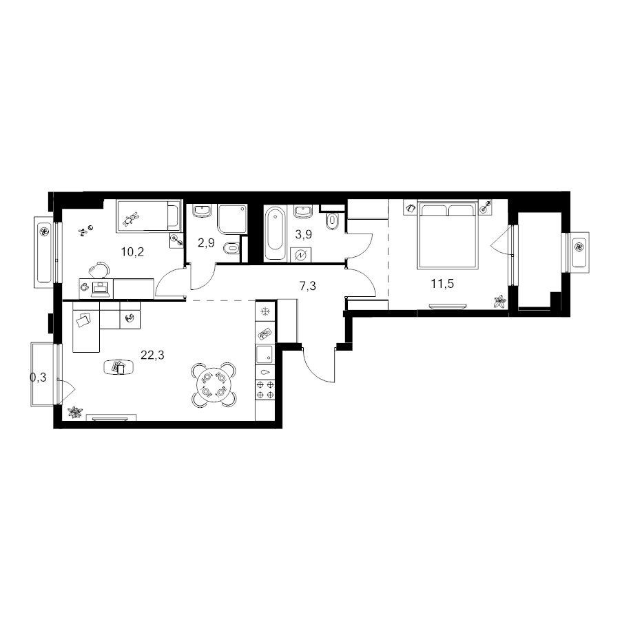3 ккв (Евро) 64,2 м²